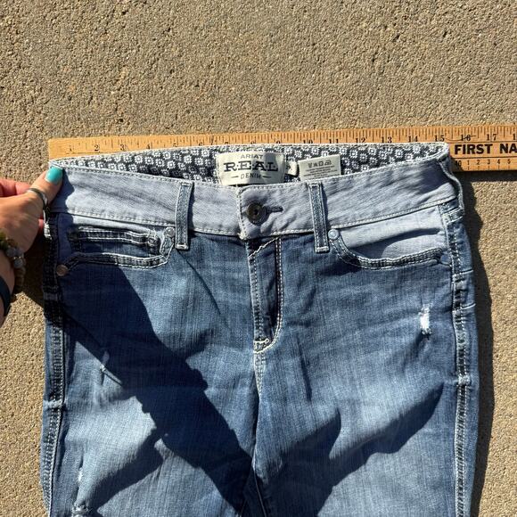 Ariat 29L Capitola Mid Rise Piper Flare Blue Jeans Frayed Hem 10030252 29x35 - Picture 10 of 10